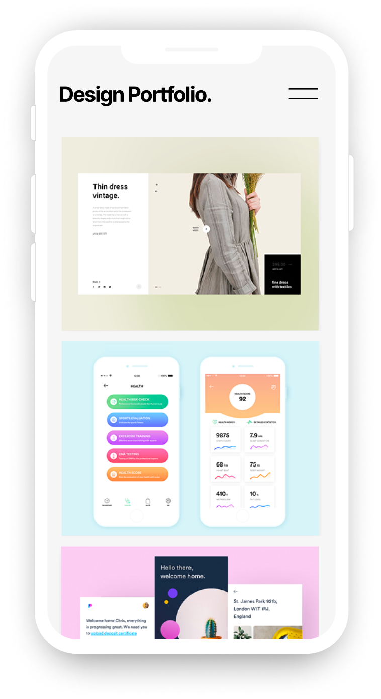 Design portfolio mobile image.