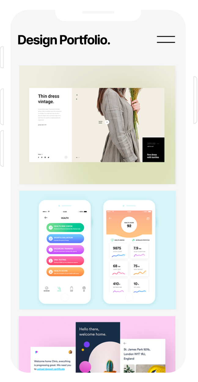 Design portfolio mobile image.
